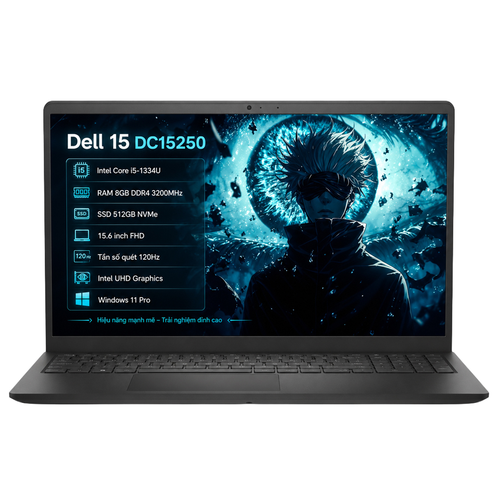  Laptop Dell 15 DC15250 Core i5 1334U (8GB RAM, 512GB SSD, 15.6 inch FHD, Black, Windows 11 Pro)