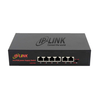 Switch PoE  IP-Link 4 Port + 2 Uplink 10/100 Mbps