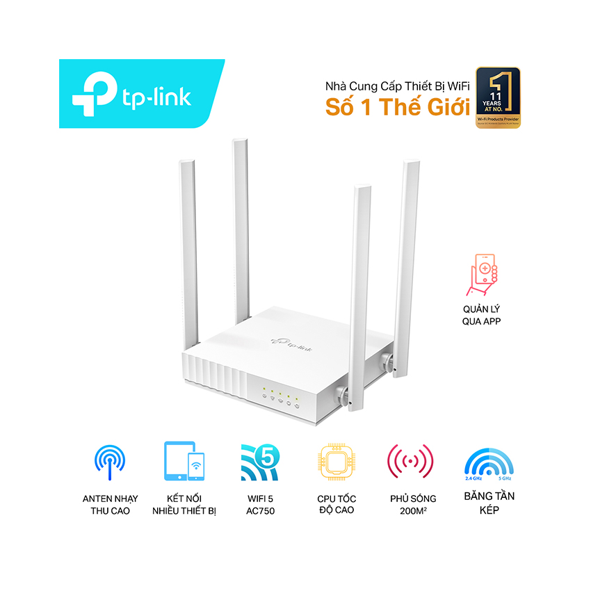 Bộ phát wifi TP-Link Archer C24 tốc độ AC750Mbps Chính Hãng