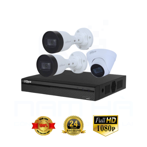 Combo 1 Đầu Ghi + 3 Camera IP 2.0MP Full HD Dahua chuẩn nén h265