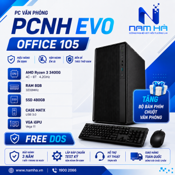  PC Văn Phòng PCNH EVO Office O105 / AMD Ryzen 3 3400G / RAM 8GB / SSD 480GB / Free DOS