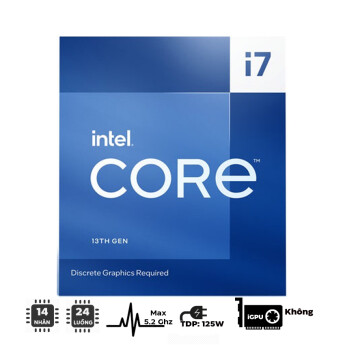 CPU Intel Core i7-13700F (up to 5.2Ghz, 16 nhân 24 luồng, 30MB Cache, 65W) - Socket Intel LGA 1700/Raptor Lake)