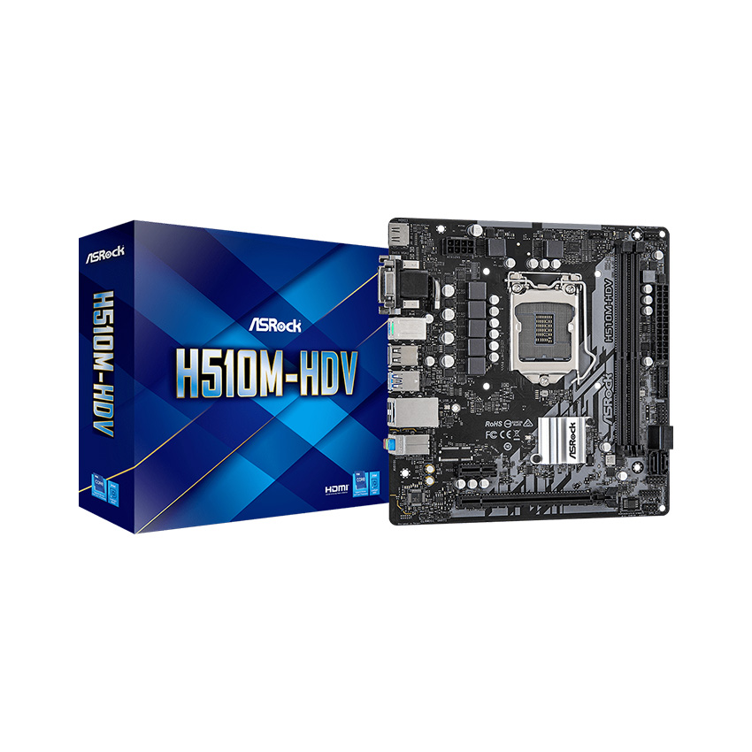 Mainboard Asrock H510M-HDV (Intel H510, Socket 1200, m-ATX, 2 khe Ram DDR4)