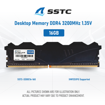 Ram Desktop SSTC 16GB DDR4 3200MHz BLACK (SSTC-3200C22-16G)