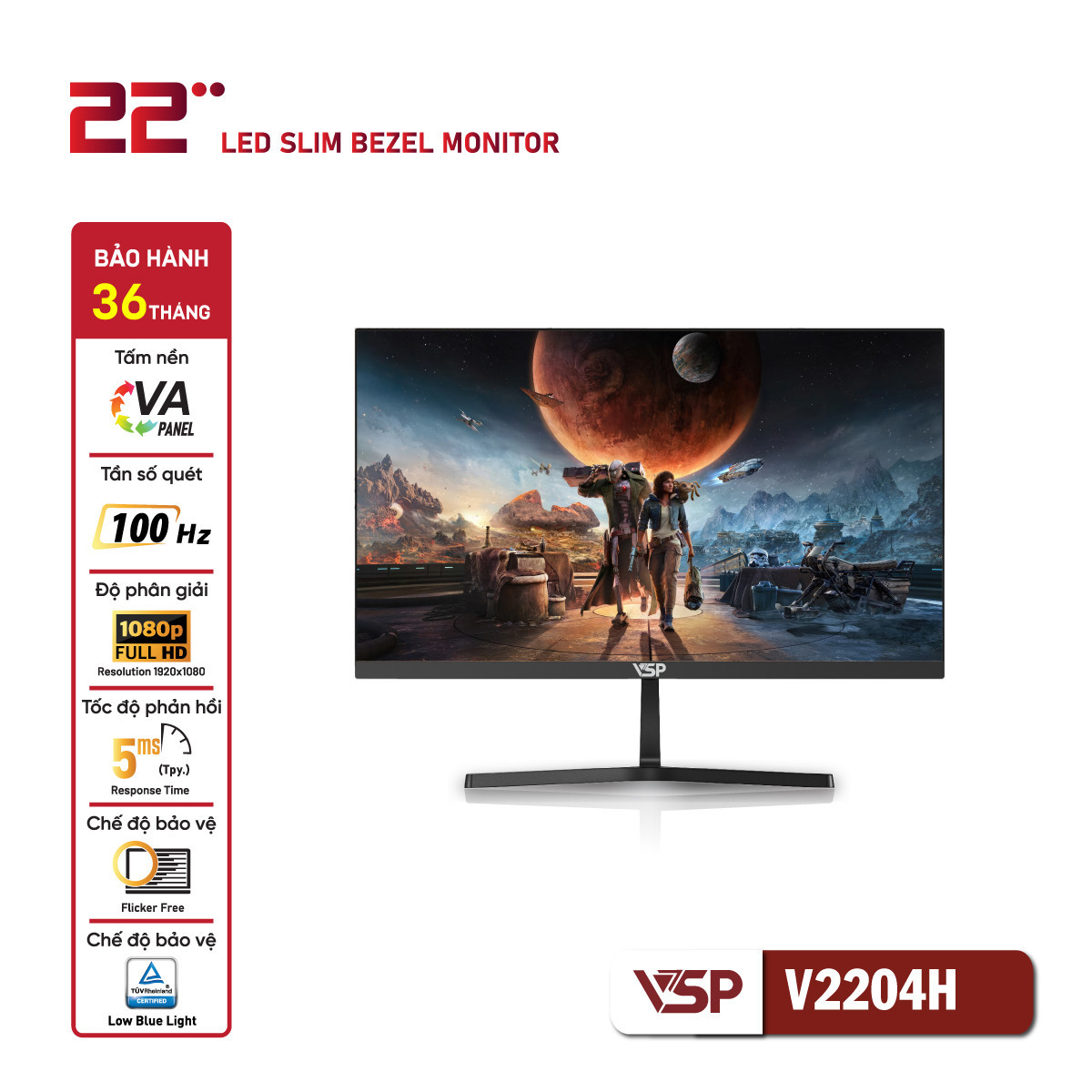 Màn Hình VSP V2204H (22 inch / VA / FHD / 100Hz / 5ms)