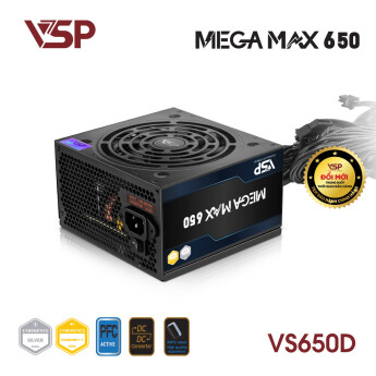 Bộ Nguồn Máy Tính VSP MEGAMAX VS650D (650W / Cybenetics Silver / Active PFC / DC to DC)